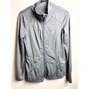 Exertek Athletic Fitted Full Zip Workout Jacket Gray Womens Small